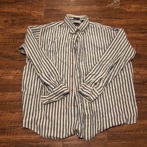 Blue white striped button down